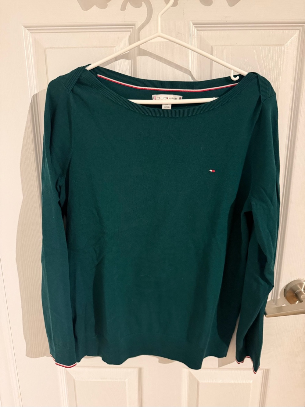 Tommy Hilfiger Teal Long-Sleeve Boatneck Top- Size L-never worn